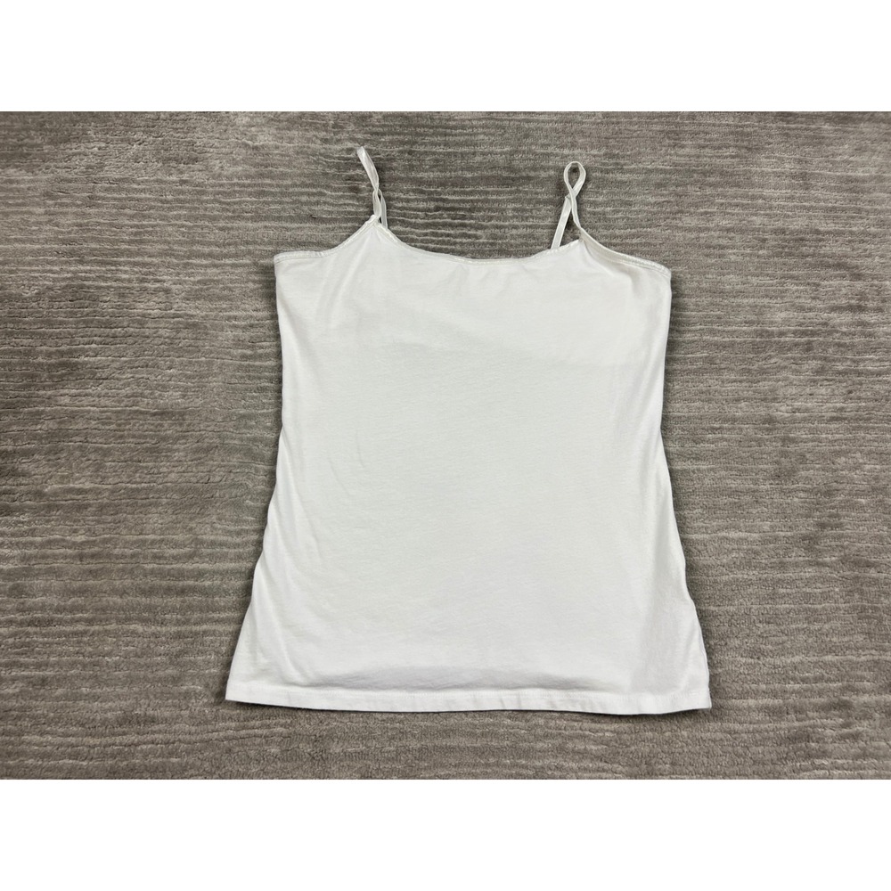 SO Cami Women L White Favorite Cami Adjustable Straps Shelf Bra Cotton Blend